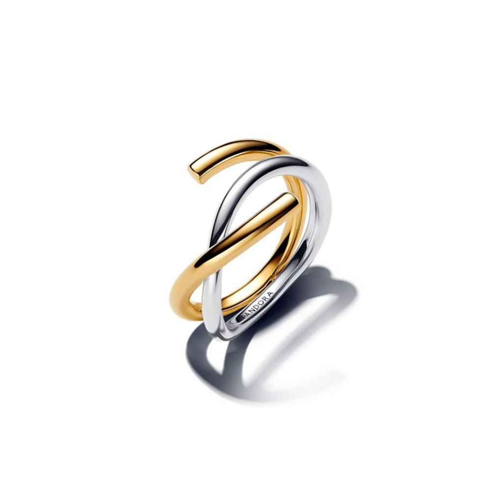 Pandora Organically Shaped Two-tone Double Ring Size 7