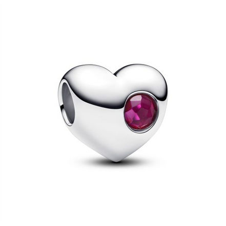 Pandora Engravable True Red Stone Heart Charm