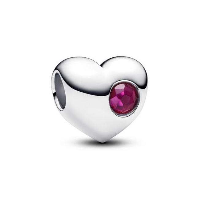 Pandora Engravable True Red Stone Heart Charm