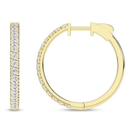 Revelation 14K Yellow Gold 1 CTW Diamond Hoop Earrings