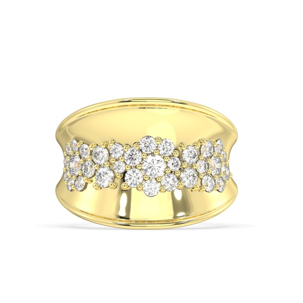 14K Yellow Gold 1 CTW Lab Grown Diamond Concave Fashion Ring
