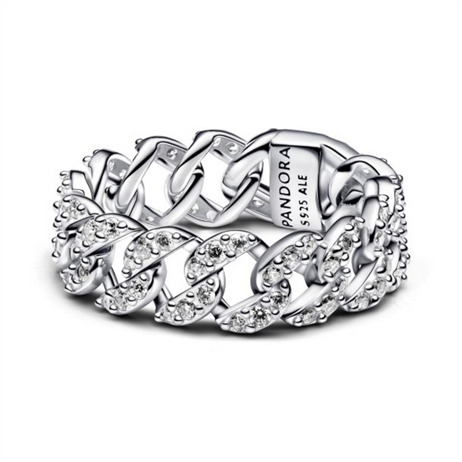 Pandora Timeless Pavé Cuban Chain Ring Size 10