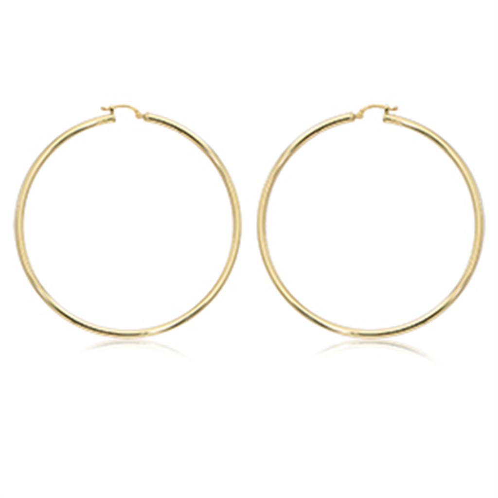 Carla Ladies 14K Yellow Gold S/D Hoop Earrings