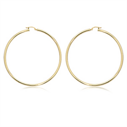 Carla Ladies 14K Yellow Gold S/D Hoop Earrings