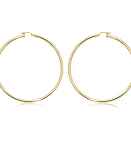 Carla Ladies 14K Yellow Gold  S/D Hoop Earrings