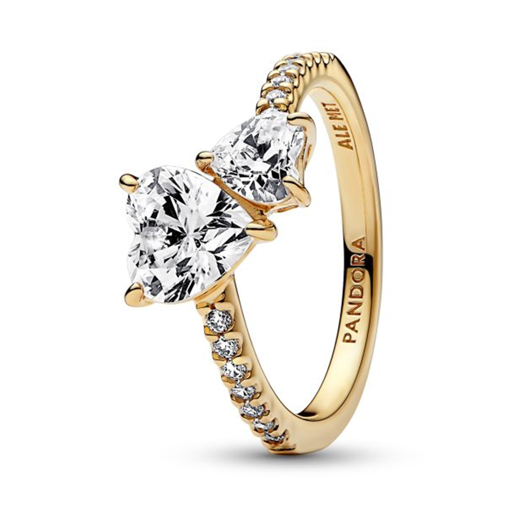 Pandora Timeless Double Heart Sparkling Ring Size 6