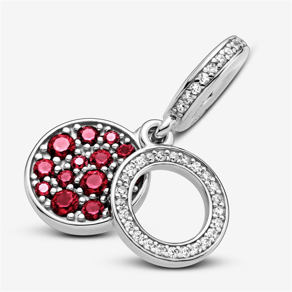 Pandora Moments Sparkling Red Disc Double Dangle Charm