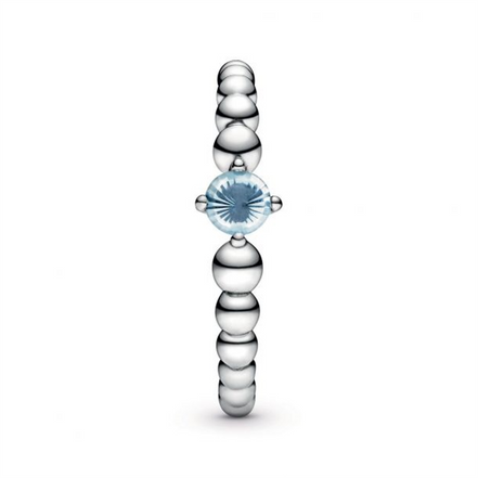 Pandora Moments March Aqua Blue Beaded Ring Size 7