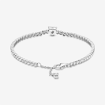 Pandora Timeless Sparkling Heart Tennis Bracelet Size 16