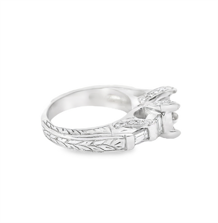 18K Whtie Gold And 0.81 CTW Diamond Semi-Mount Engagement Ring