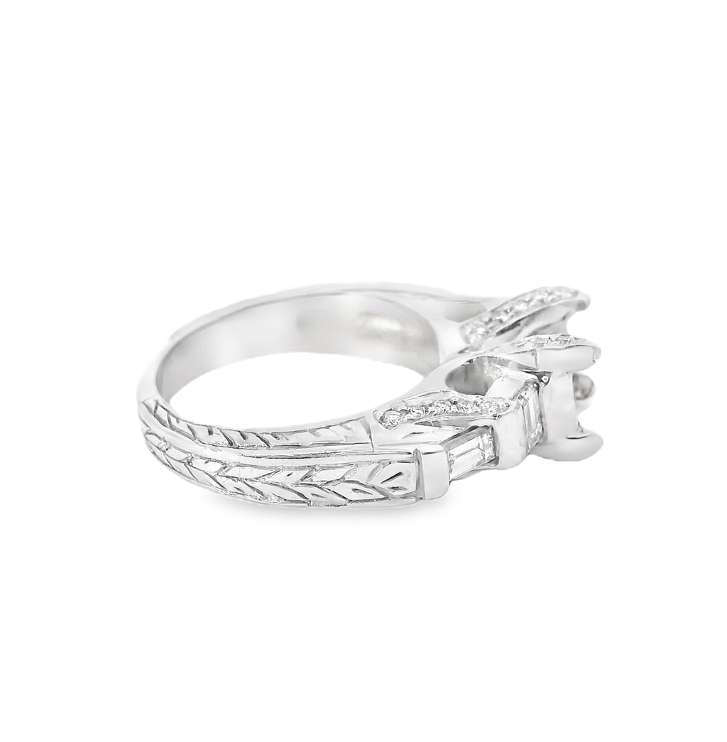 18K Whtie Gold And 0.81 CTW Diamond Semi-Mount Engagement Ring