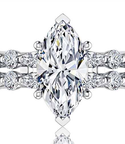 A.JAFFE 14K White Gold Marquise Engagement Ring