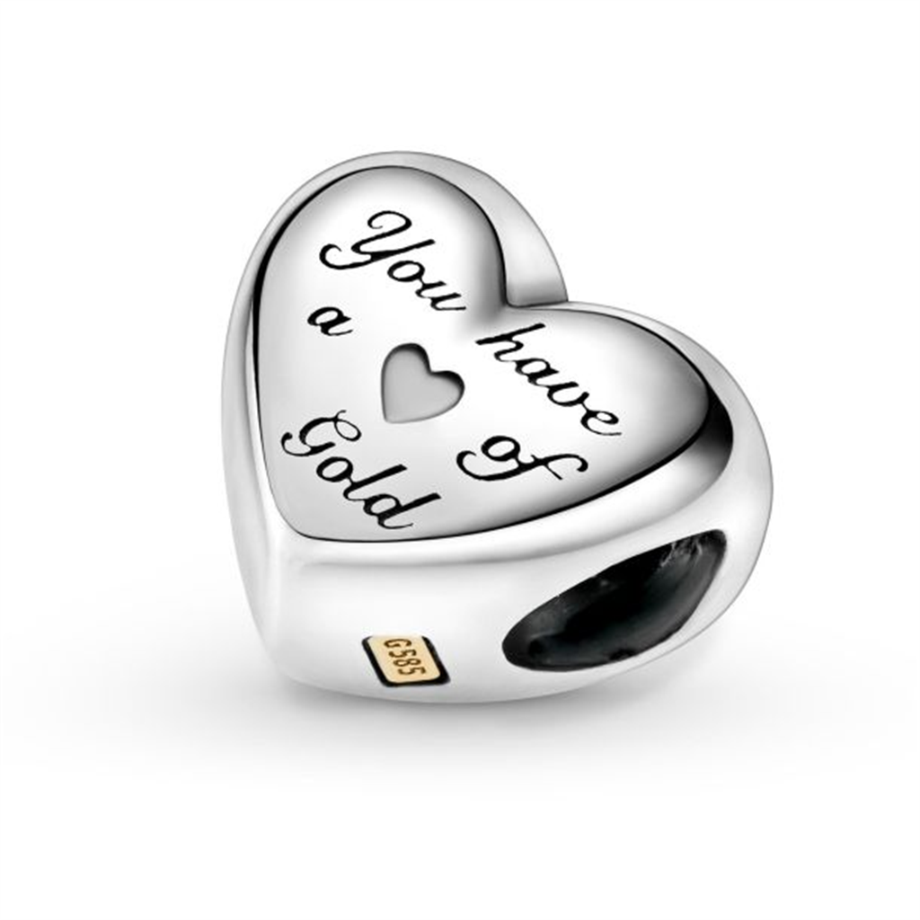 Pandora Moments Domed Golden Heart Charm
