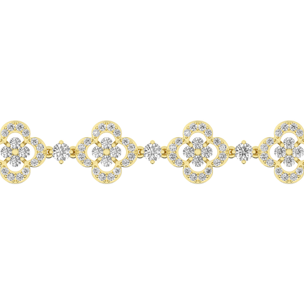 14K Yellow Gold 4 CTW Lab Grown Diamond Round Clover Leaf Bracelet