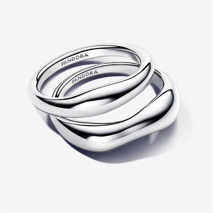 Pandora Essence Organically Shaped Stacking Rings Size 7.5