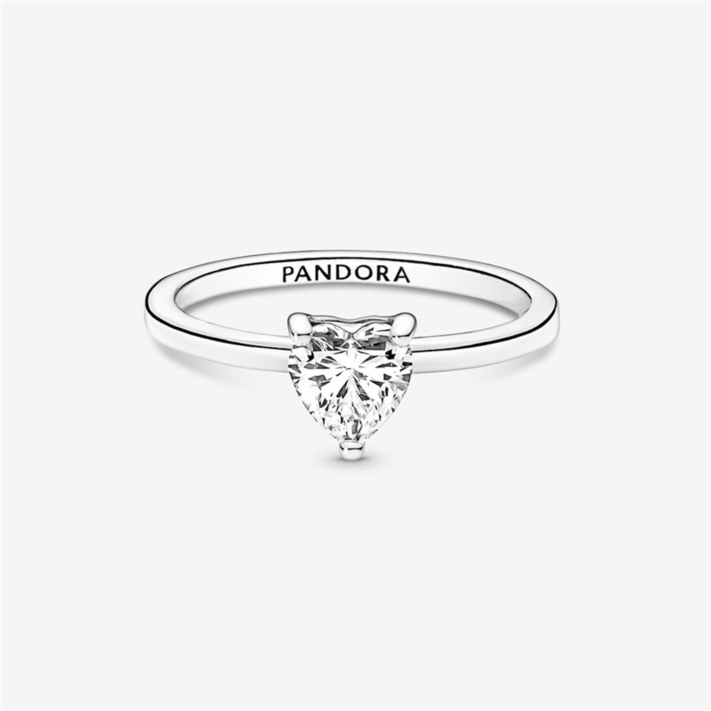 Pandora Timeless Sparkling Heart Solitaire Ring Size 7