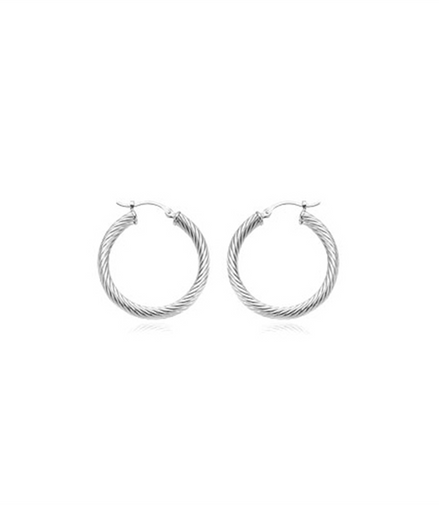 Carla Laides 14K White Gold Twisted Tube Hoop Earrings