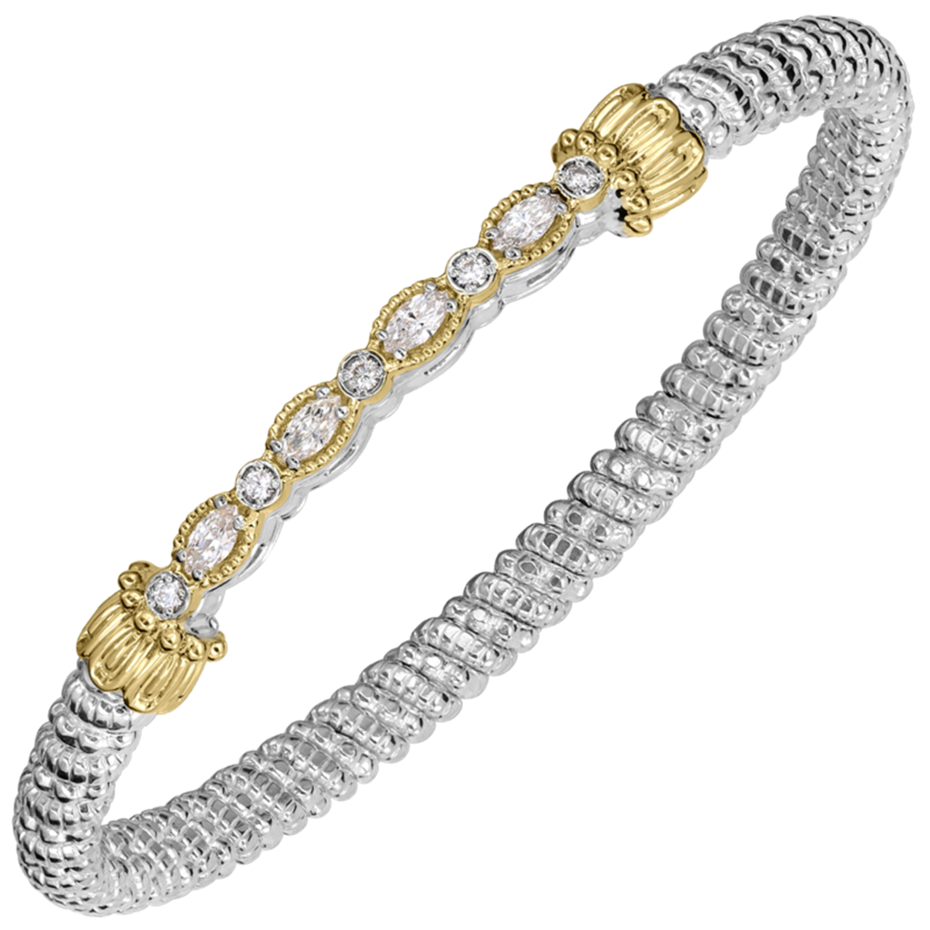 Vahan 14K Yellow Gold And Sterling Silver 4mm Diamond Closed Bracelet