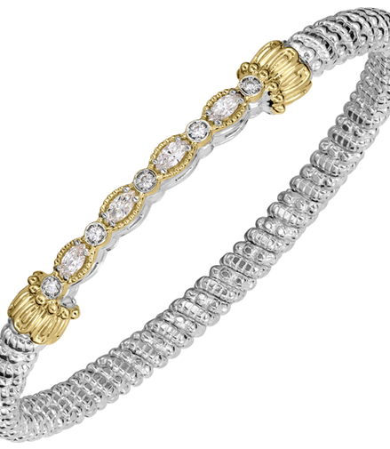 Vahan 14K Yellow Gold And Sterling Silver 4mm Diamond Closed Bracelet