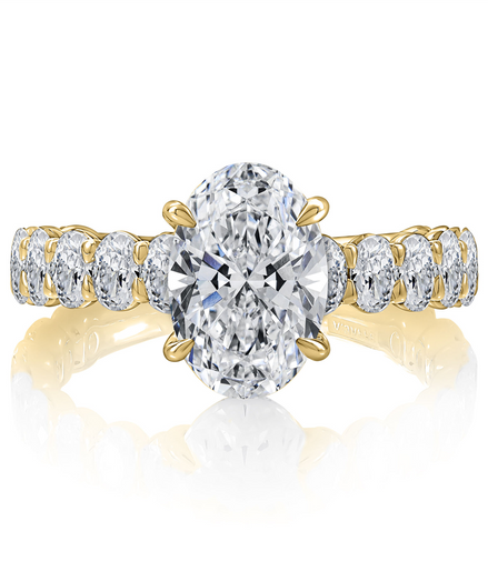 A.JAFFE 14K Yellow Gold 1.71 CTW Diamond And Hidden Halo Semi-Mount Engagement Ring