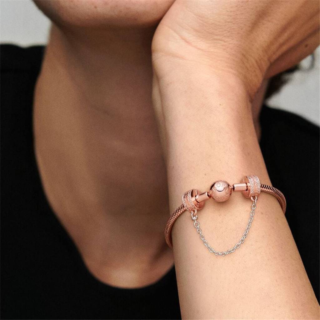 Pandora Moments 14K Rose Gold-Plated Logo Safety Chain