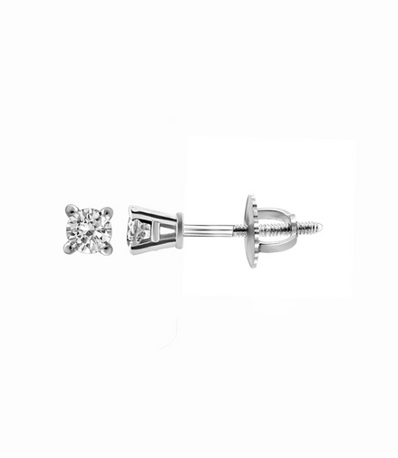 14K White Gold And 1.08 CT Diamond Stud Earrings