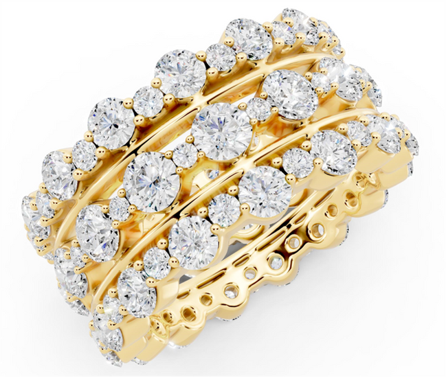 14K Yellow Gold 4.25 CTW Lab Grown Diamond Scalloped Stackable Ring Set