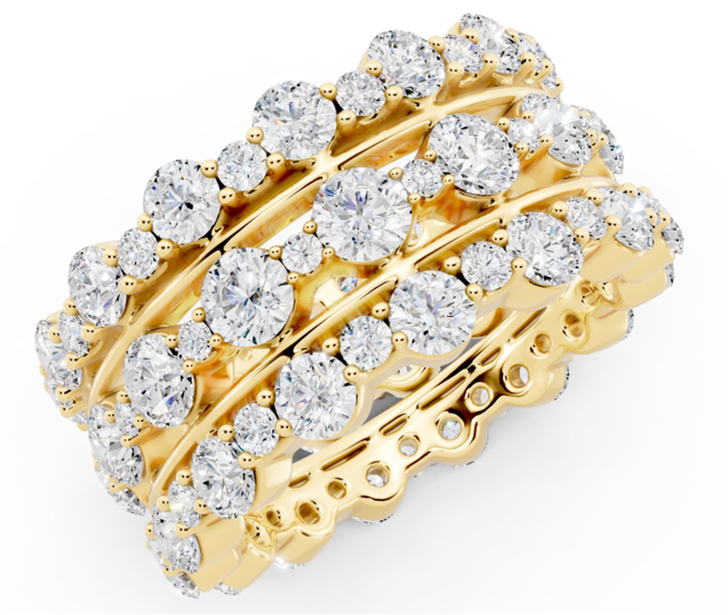 14K Yellow Gold 4.25 CTW Lab Grown Diamond Scalloped Stackable Ring Set