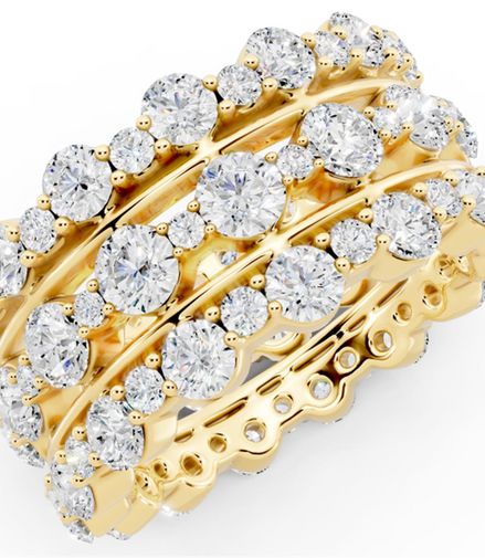 14K Yellow Gold 4.25 CTW Lab Grown Diamond Scalloped Stackable Ring Set