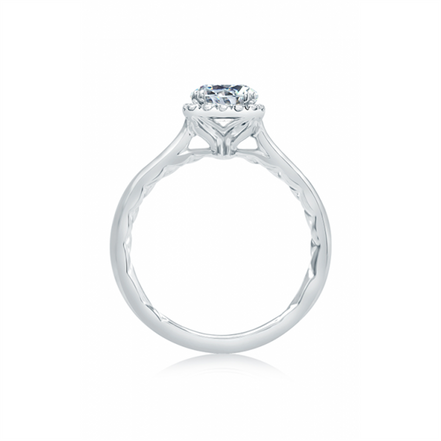 A.JAFFE Scalloped Halo Diamond Engagement Ring with Quilted Interior