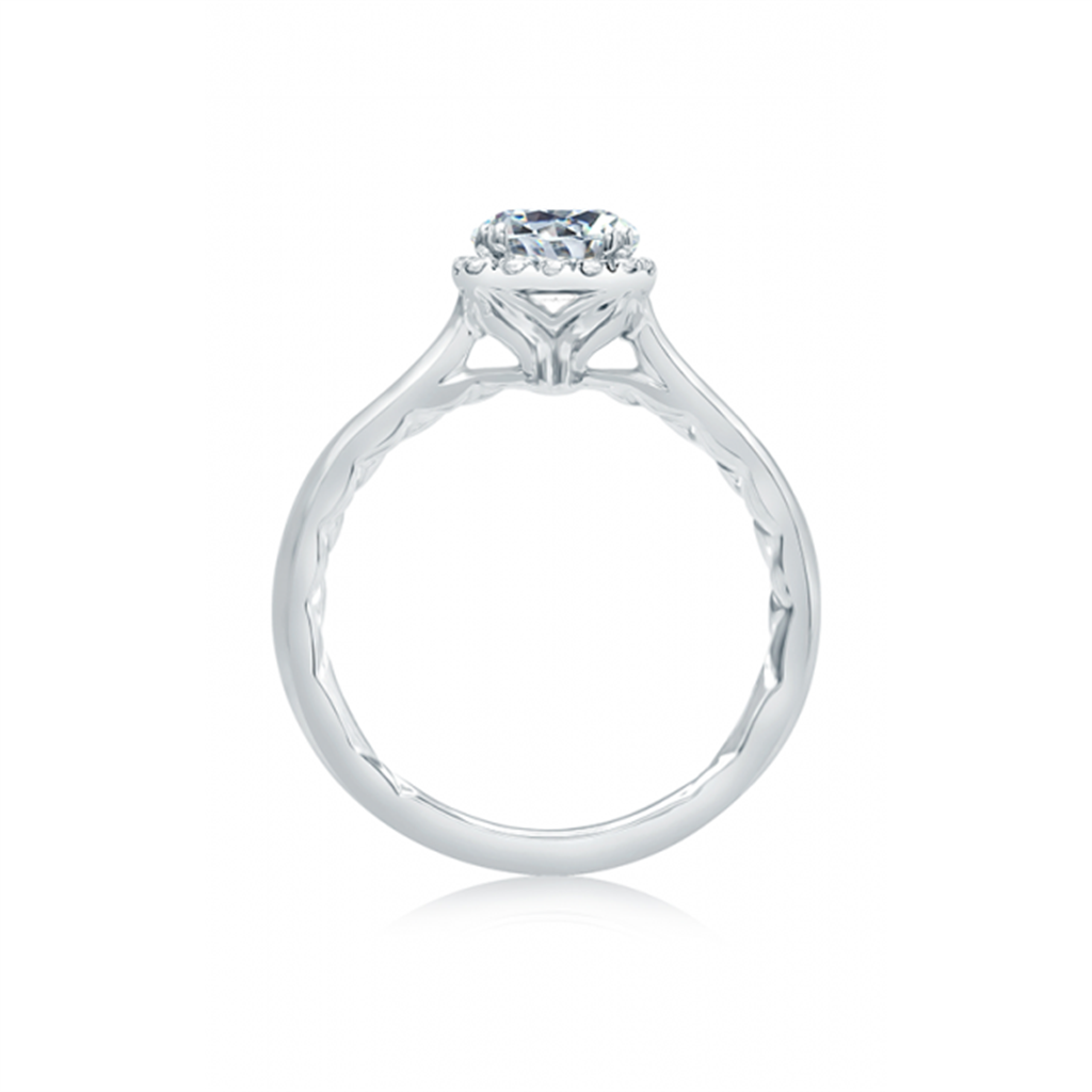 A.JAFFE Scalloped Halo Diamond Engagement Ring with Quilted Interior