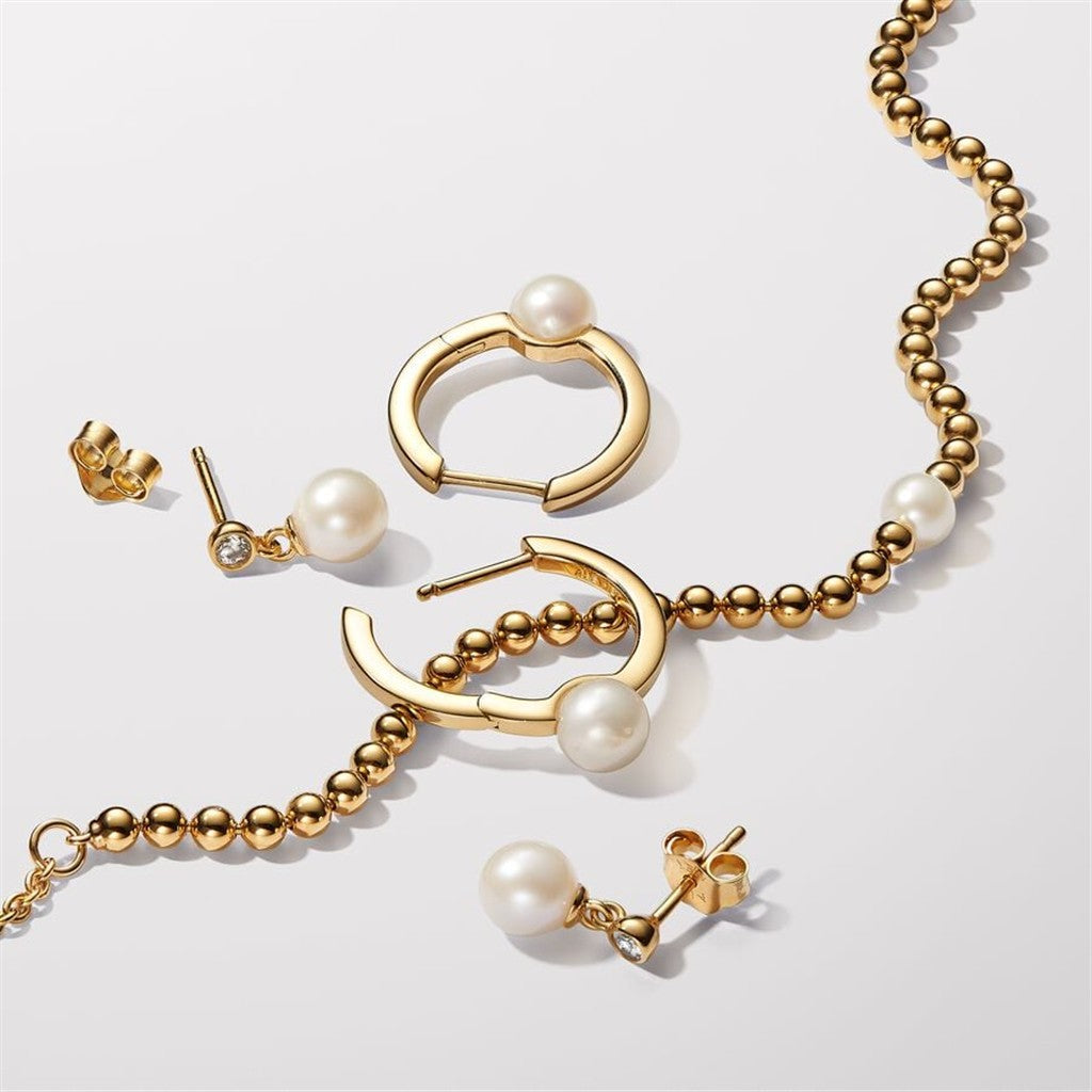 Pandora Timeless Treated Freshwater Cultured Pearl Hoop Earrings