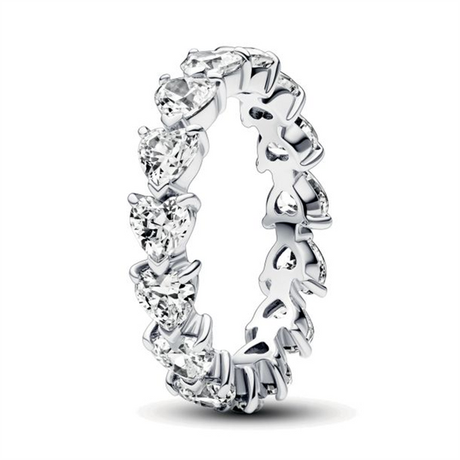Pandora Timeless Row of Hearts Eternity Ring Size 9