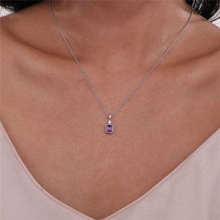 Lafonn 0.91 CTW Simulated Diamond And Simulated Alexandrite June Birthstone Necklace