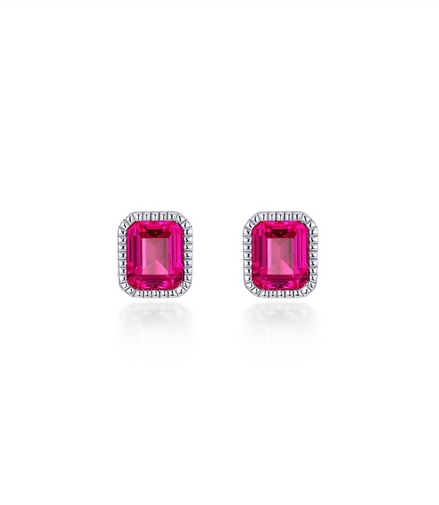 Lafonn 1.76 CTW Simulated Diamond And Emerald Cut Ruby Birthstone Earrings