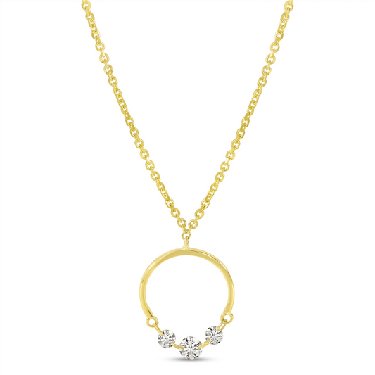 Brevani Ladies 14K Yellow Gold Dashing Diamond Half Circle Necklace