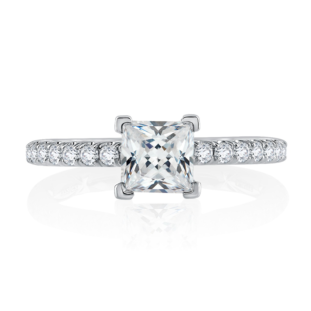 A.Jaffe V-Tip Prong Princess Cut Diamond Engagement Ring