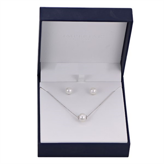 Imperial Pearl Freshwater Cultured Pearl Earrings And Necklace Boxed Set