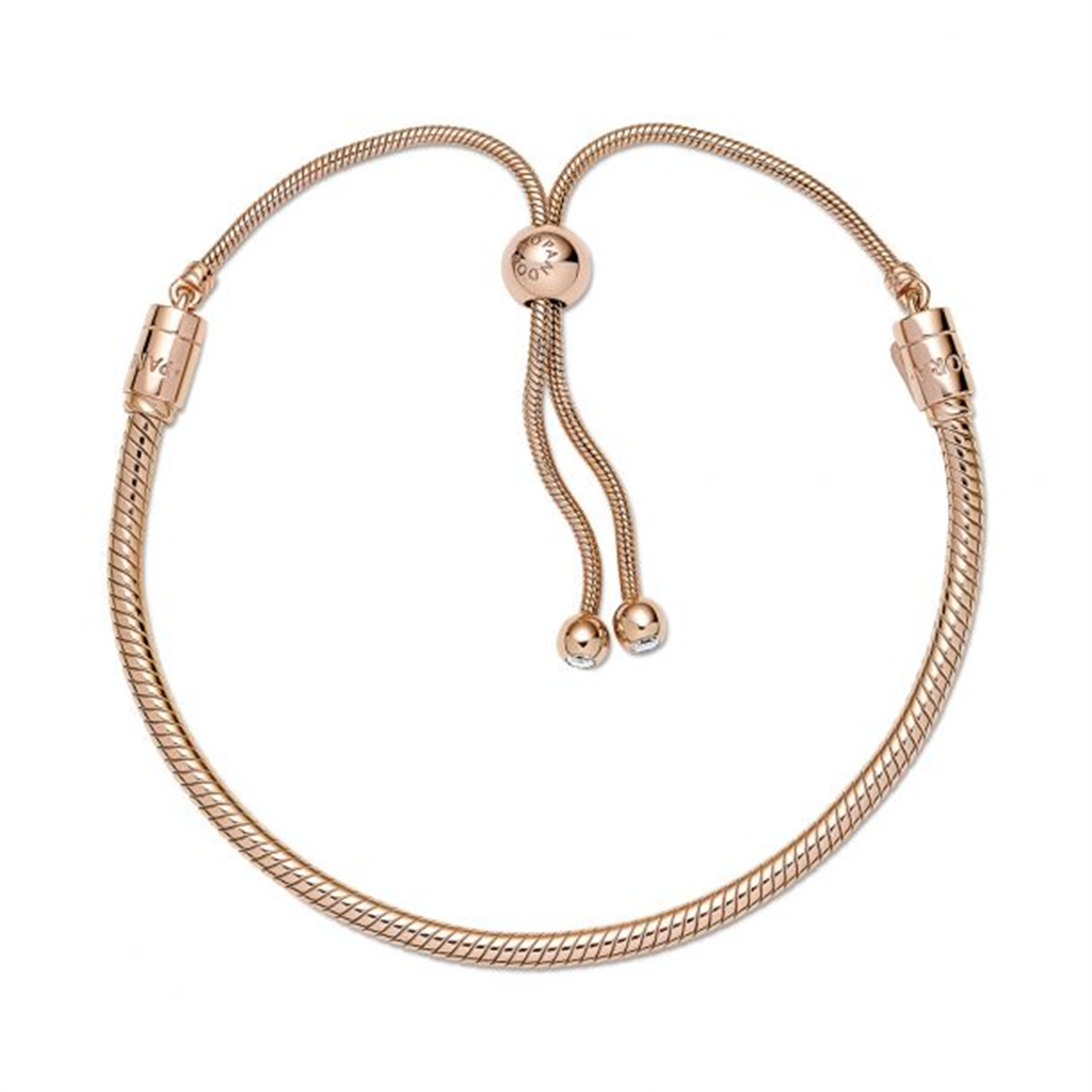 Pandora Moments Rose Snake Chain Slider Bracelet Size 2