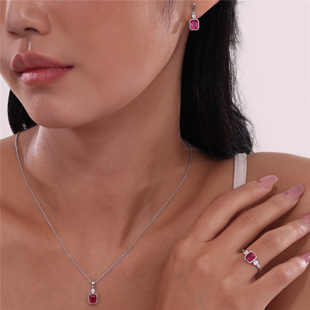 Lafonn 1.82 CTW Simulated Diamond and Garnet January Birthstone Dangle Earrings