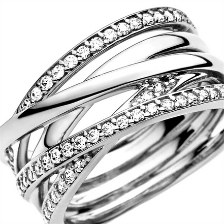 Pandora Timeless Sparkling And Polished Lines Ring Size 5
