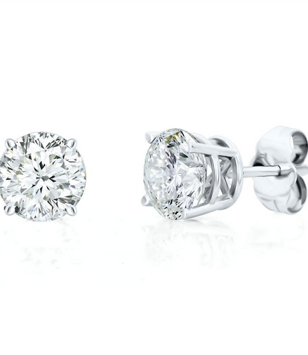 14K White Gold 1 CT Diamond Stud Earrings