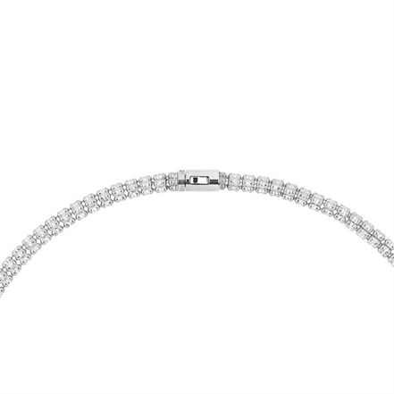 Desmos Rhodium Plated Infinity Round 5 Row Necklace 18"