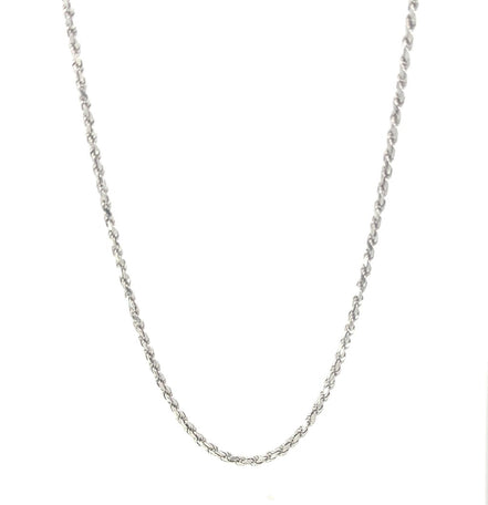 14K White Gold Diamond Cut Rope Chain 24"
