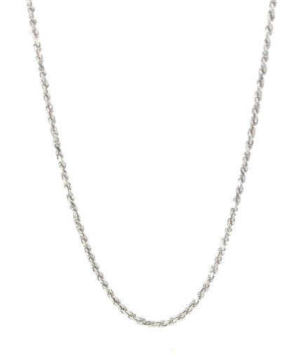 14K White Gold Diamond Cut Rope Chain 24"