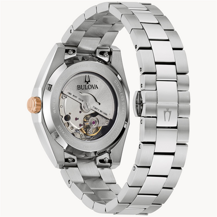 Bulova Men's Surveyor Automatic Burgundy Dial Stainless Steel Watch