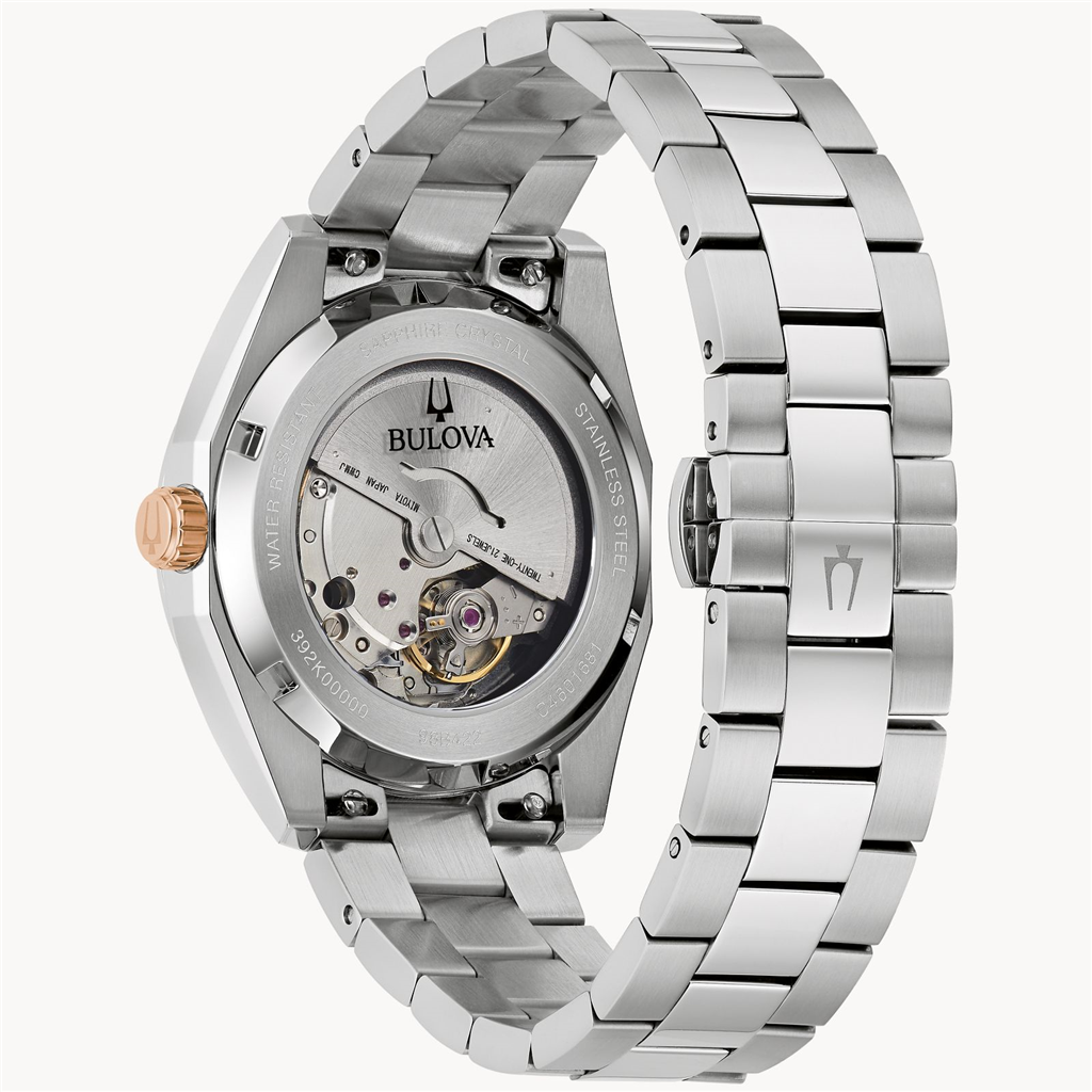 Bulova Men's Surveyor Automatic Burgundy Dial Stainless Steel Watch