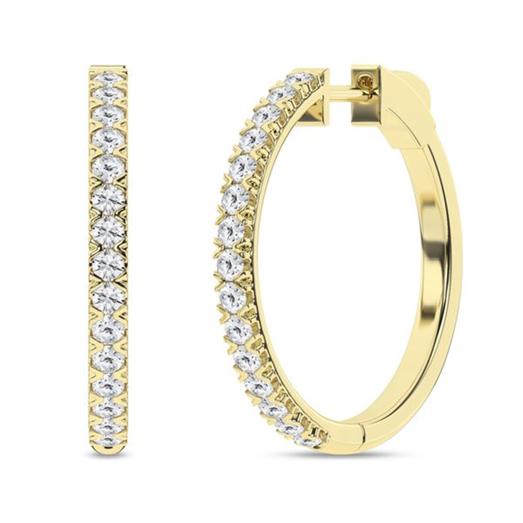 Revelation 14K Yellow Gold 1 CTW Diamond Hoop Earrings