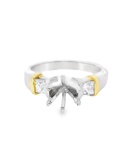 Two-Tone Platinum And 18K Yellow Gold Semi-mount Ring