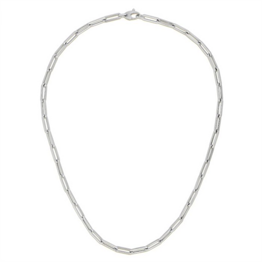 14k White Gold Paperclip Necklace